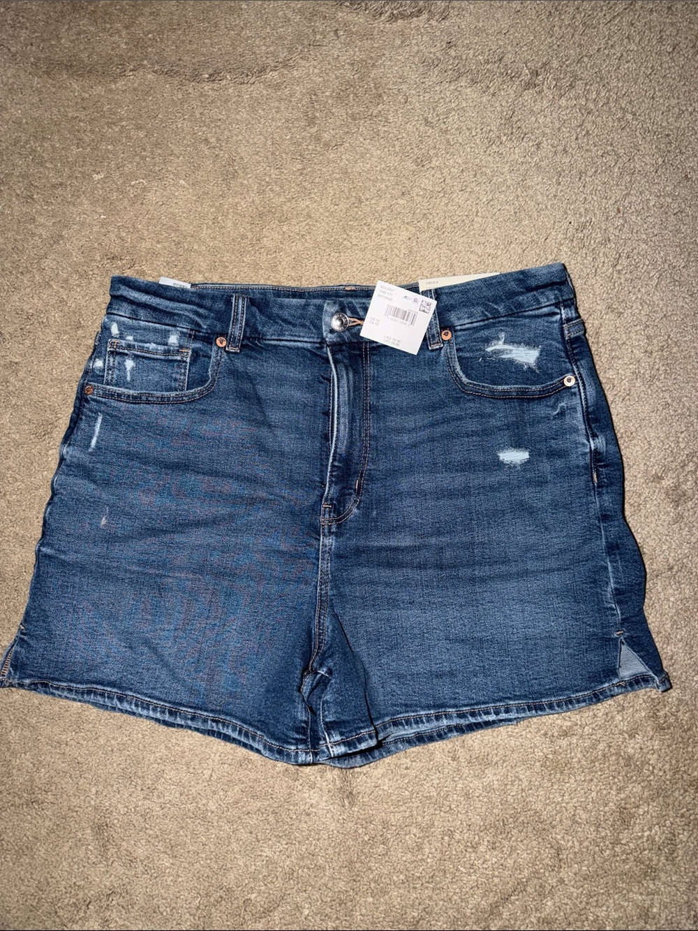 American Eagle Outfitters Dark Blue Distressed Denim Shorts